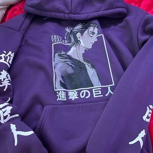 Purple Anime Graphic Hoodie
